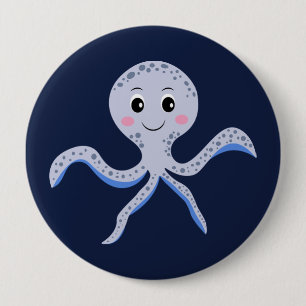 Octopus under the sea kids pattern 10 cm round badge