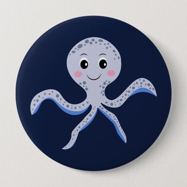 Octopus under the sea kids pattern 10 cm round badge (Front)