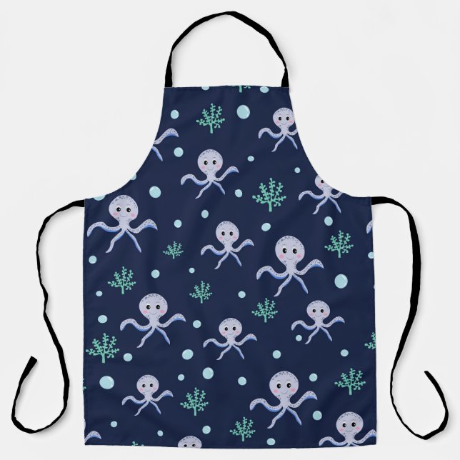 Octopus under the sea kids pattern apron (Front)