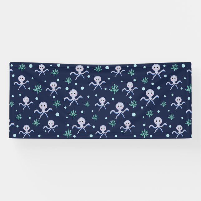 Octopus under the sea kids pattern banner (Horizontal)