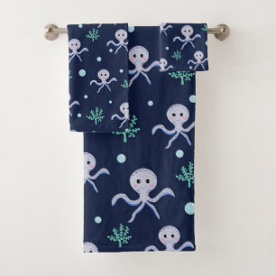 Octopus under the sea kids pattern bath towel set