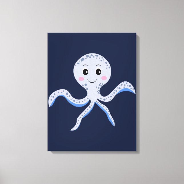 Octopus under the sea kids pattern canvas print (Front)