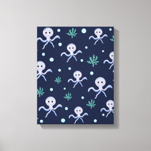 Octopus under the sea kids pattern canvas print