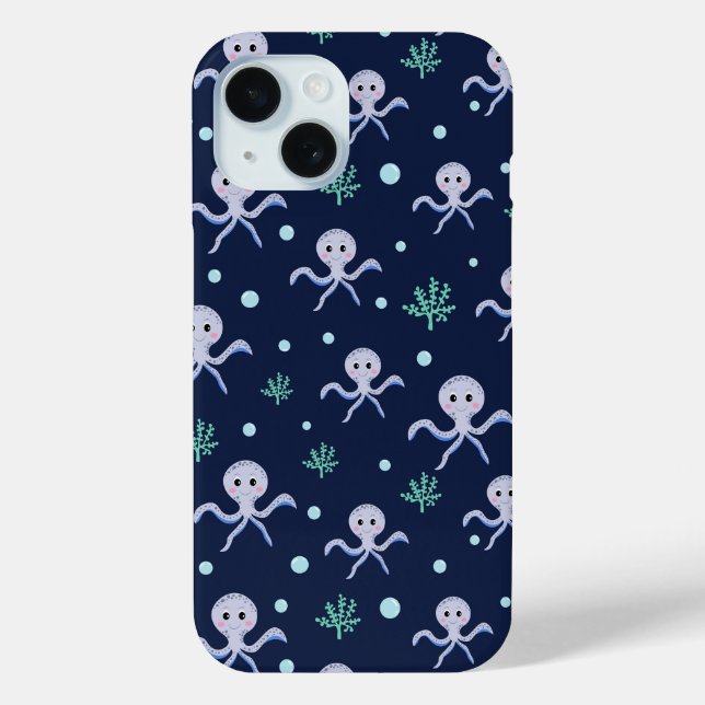 Octopus under the sea kids pattern Case-Mate iPhone case (Back)