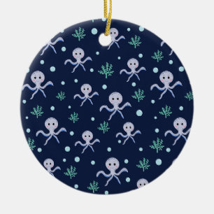 Octopus under the sea kids pattern ceramic tree decoration