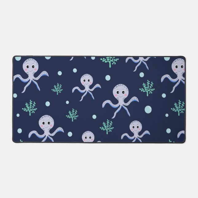 Octopus under the sea kids pattern desk mat (Front)