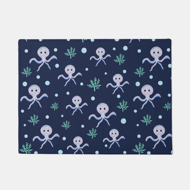 Octopus under the sea kids pattern doormat (Front)