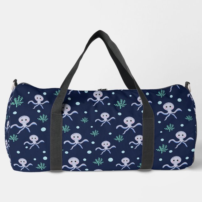 Octopus under the sea kids pattern duffle bag (Front)