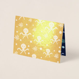 Octopus under the sea kids pattern foil card