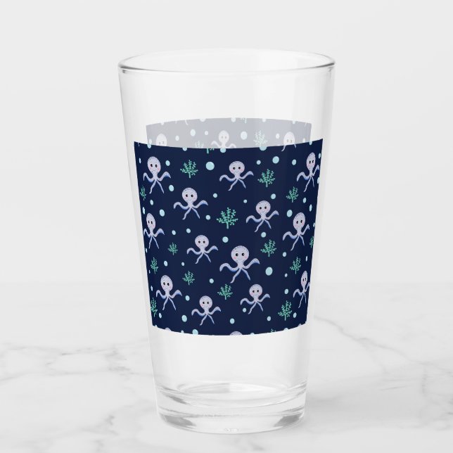 Octopus under the sea kids pattern glass (Front)