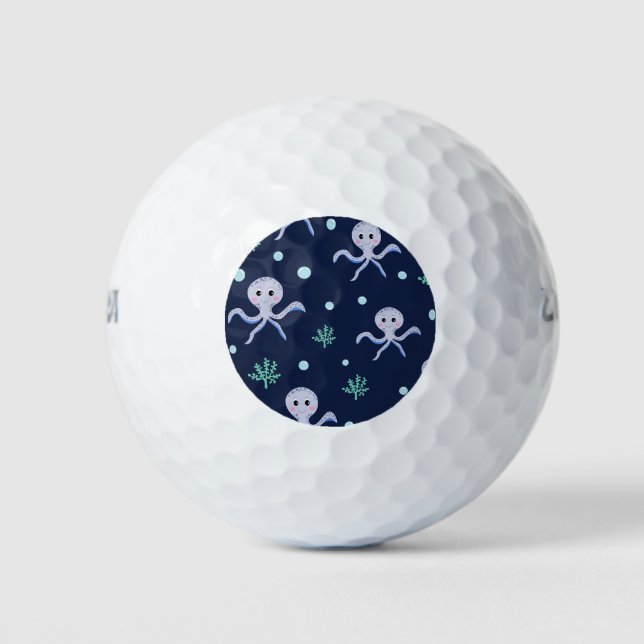 Octopus under the sea kids pattern golf balls (Front)