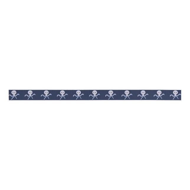 Octopus under the sea kids pattern grosgrain ribbon (Front)