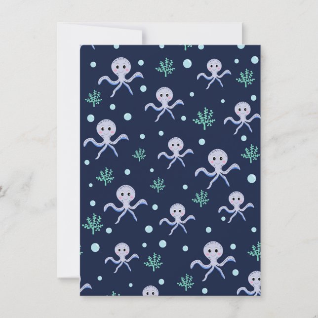 Octopus under the sea kids pattern holiday card (Front)