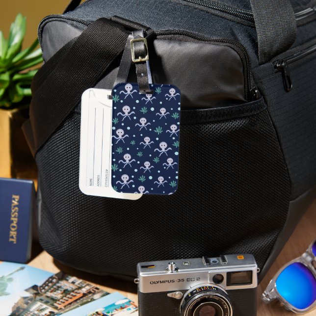 Octopus under the sea kids pattern luggage tag (Front & Back)