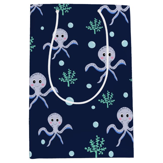 Octopus under the sea kids pattern medium gift bag (Front)