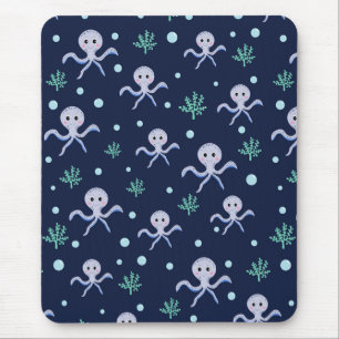 Octopus under the sea kids pattern mouse mat