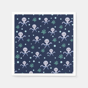 Octopus under the sea kids pattern napkin
