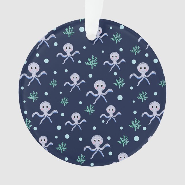 Octopus under the sea kids pattern ornament (Front)