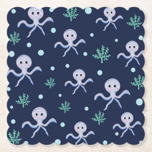 Octopus under the sea kids pattern paper coaster
