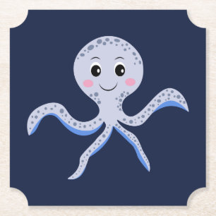 Octopus under the sea kids pattern paper coaster