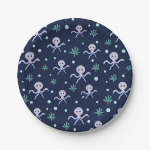 Octopus under the sea kids pattern paper plate