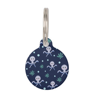 Octopus under the sea kids pattern pet tag