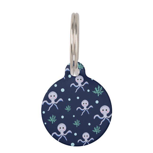 Octopus under the sea kids pattern pet tag (Front)