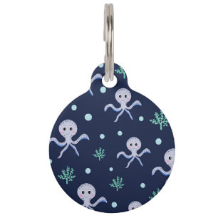 Octopus under the sea kids pattern pet tag