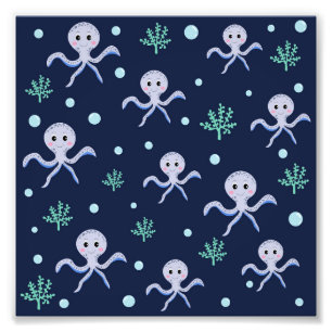 Octopus under the sea kids pattern photo print