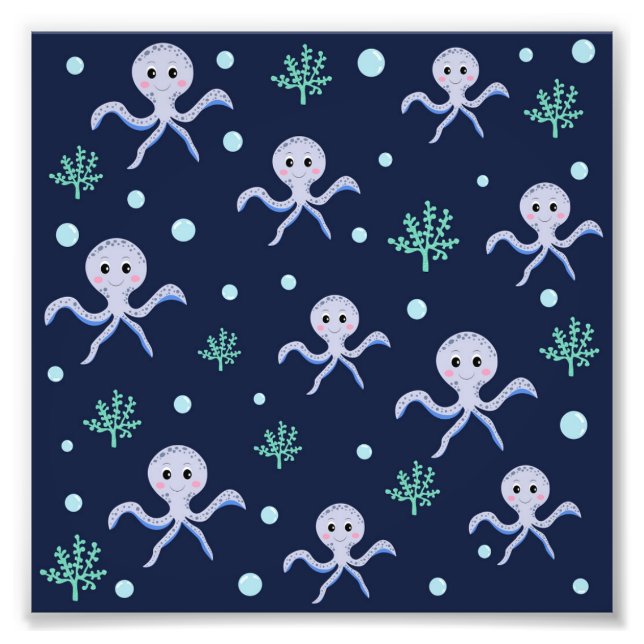 Octopus under the sea kids pattern photo print (Front)