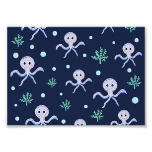 Octopus under the sea kids pattern photo print