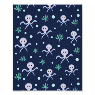 Octopus under the sea kids pattern photo print