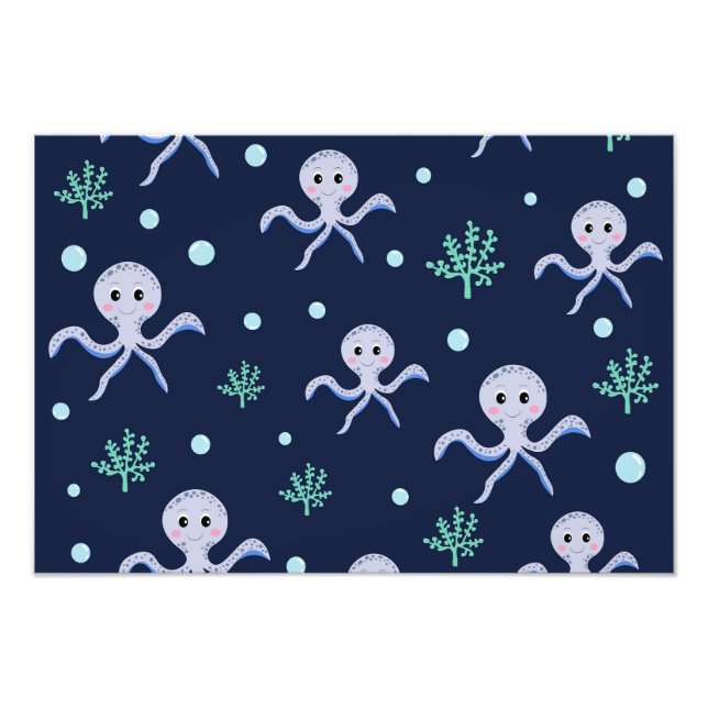 Octopus under the sea kids pattern photo print (Front)