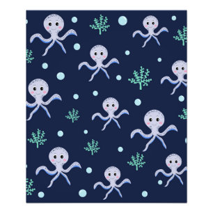 Octopus under the sea kids pattern photo print