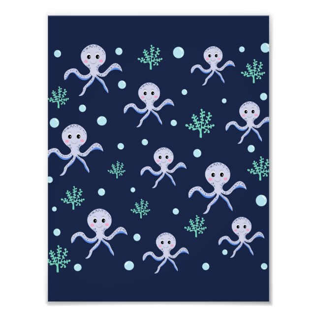 Octopus under the sea kids pattern photo print (Front)
