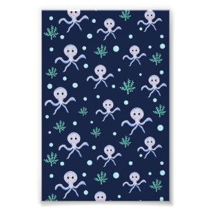 Octopus under the sea kids pattern photo print