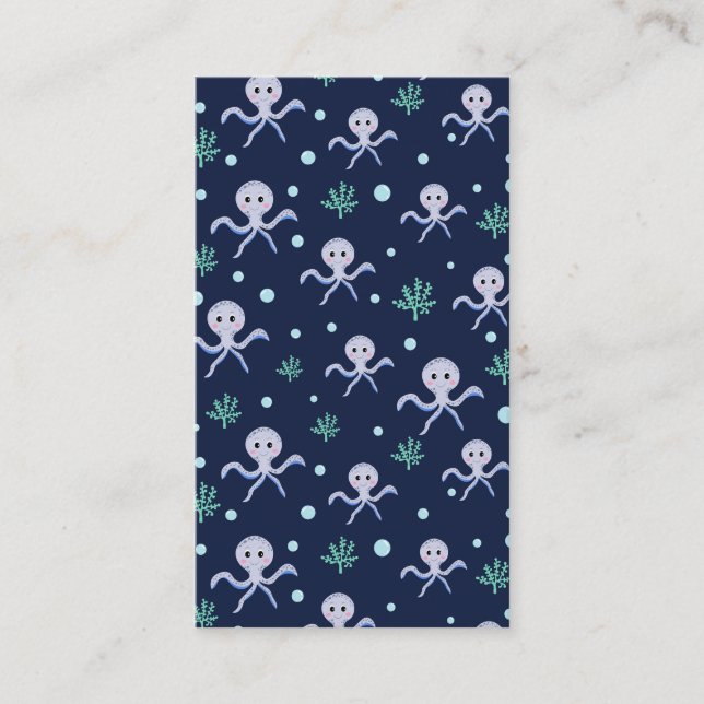 Octopus under the sea kids pattern place card (Front)