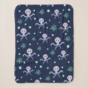Octopus under the sea kids pattern sherpa blanket