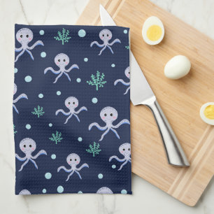 Octopus under the sea kids pattern tea towel