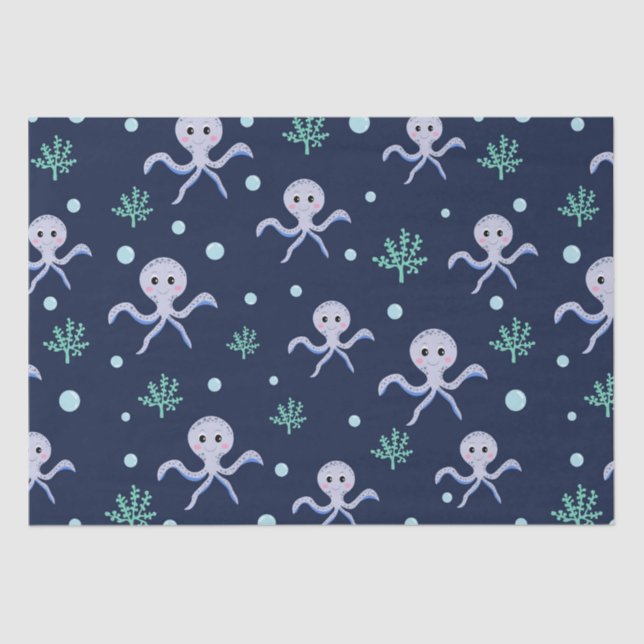 Octopus under the sea kids pattern tissue paper (Front)