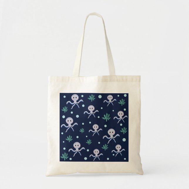 Octopus under the sea kids pattern tote bag (Front)