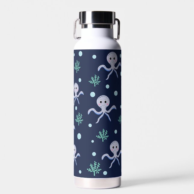 Octopus under the sea kids pattern water bottle (Front)