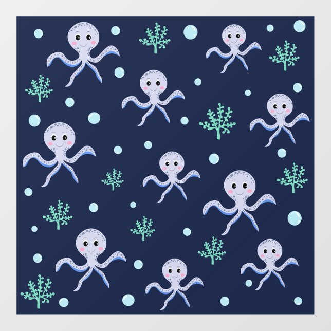 Octopus under the sea kids pattern window cling (Sheet)
