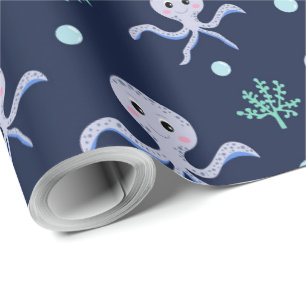 Octopus under the sea kids pattern wrapping paper