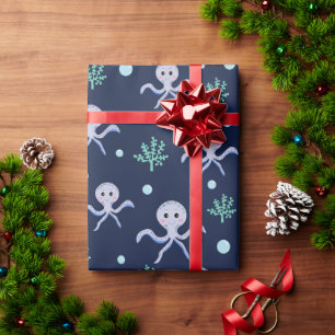 Octopus under the sea kids pattern wrapping paper