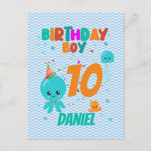 Octopus Underwater Sea Ocean Birthday Boy Party  Postcard