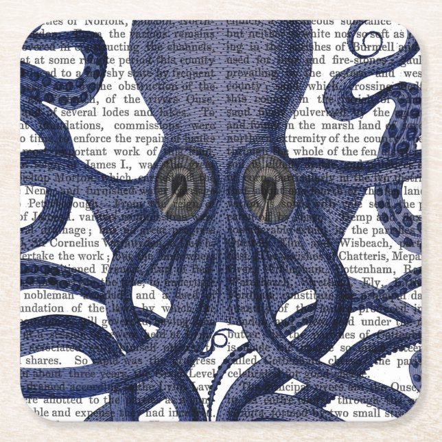Octopus Up-Close Square Paper Coaster (Front)