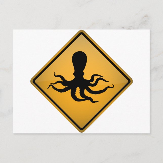 Octopus Warning Sign Postcard (Front)