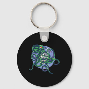 Octopus Watching A Movie - Detailed Graphic Design Key Ring