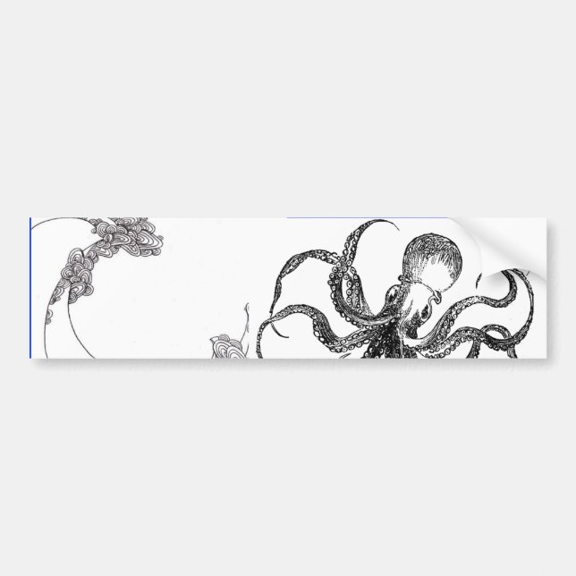 octopus wave bumper sticker (Front)
